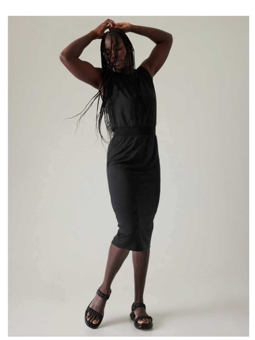 Athleta Black Sleeveless Midi Sheath Dress